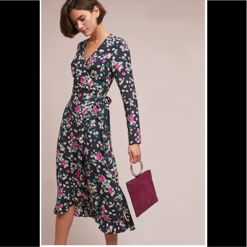 Anthropologie Selected Femme Floral Willow Wrap Dress
